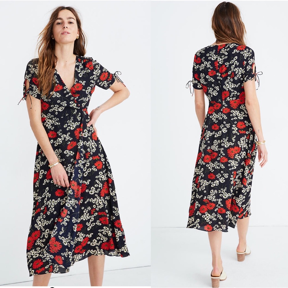 SOLD..NWT Madewell Peekaboo-Sleeve Midi Dress - Picture 2 of 6